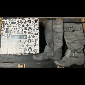 Bamboo Gray Jester Faux-Suede Boots Size 8